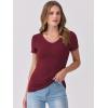 imageANRABESS Women Short Sleeve V Neck Ribbed Knit Fitted Shirts Basic Tees Tops 2026 Summer Casual TShirts Going Out OutfitsDeep Red