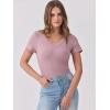 imageANRABESS Women Short Sleeve V Neck Ribbed Knit Fitted Shirts Basic Tees Tops 2026 Summer Casual TShirts Going Out OutfitsGrey Pink