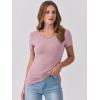 imageANRABESS Women Short Sleeve V Neck Ribbed Knit Fitted Shirts Basic Tees Tops 2026 Summer Casual TShirts Going Out OutfitsGrey Pink