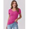 imageANRABESS Women Short Sleeve V Neck Ribbed Knit Fitted Shirts Basic Tees Tops 2026 Summer Casual TShirts Going Out OutfitsHot Pink