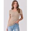 imageANRABESS Women Short Sleeve V Neck Ribbed Knit Fitted Shirts Basic Tees Tops 2026 Summer Casual TShirts Going Out OutfitsLight Khaki