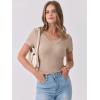 imageANRABESS Women Short Sleeve V Neck Ribbed Knit Fitted Shirts Basic Tees Tops 2026 Summer Casual TShirts Going Out OutfitsLight Khaki