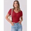 imageANRABESS Women Short Sleeve V Neck Ribbed Knit Fitted Shirts Basic Tees Tops 2026 Summer Casual TShirts Going Out OutfitsRed