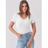 imageANRABESS Women Short Sleeve V Neck Ribbed Knit Fitted Shirts Basic Tees Tops 2026 Summer Casual TShirts Going Out OutfitsWhite