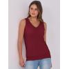 imageANRABESS Women Tank Tops Summer V Neck Sleeveless Casual Loose Fit Cute Cami Basic T Shirts Solid Tees 2026 Trendy OutfitsBurgundy