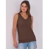 imageANRABESS Women Tank Tops Summer V Neck Sleeveless Casual Loose Fit Cute Cami Basic T Shirts Solid Tees 2026 Trendy OutfitsDark Brown