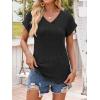 imageANRABESS Women Tops Summer Sweaters Short Sleeve V Neck Shirts 2026 Spring Fashion Dressy Casual Business Tunic BlousesBlack