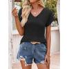 imageANRABESS Women Tops Summer Sweaters Short Sleeve V Neck Shirts 2026 Spring Fashion Dressy Casual Business Tunic BlousesBlack