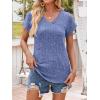 imageANRABESS Women Tops Summer Sweaters Short Sleeve V Neck Shirts 2026 Spring Fashion Dressy Casual Business Tunic BlousesBlue