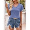 imageANRABESS Women Tops Summer Sweaters Short Sleeve V Neck Shirts 2026 Spring Fashion Dressy Casual Business Tunic BlousesBlue