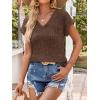 imageANRABESS Women Tops Summer Sweaters Short Sleeve V Neck Shirts 2026 Spring Fashion Dressy Casual Business Tunic BlousesBrown