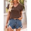 imageANRABESS Women Tops Summer Sweaters Short Sleeve V Neck Shirts 2026 Spring Fashion Dressy Casual Business Tunic BlousesBrown
