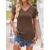 imageANRABESS Women Tops Summer Sweaters Short Sleeve V Neck Shirts 2026 Spring Fashion Dressy Casual Business Tunic BlousesBrown