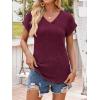 imageANRABESS Women Tops Summer Sweaters Short Sleeve V Neck Shirts 2026 Spring Fashion Dressy Casual Business Tunic BlousesBurgundy