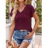 imageANRABESS Women Tops Summer Sweaters Short Sleeve V Neck Shirts 2026 Spring Fashion Dressy Casual Business Tunic BlousesBurgundy