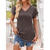imageANRABESS Women Tops Summer Sweaters Short Sleeve V Neck Shirts 2026 Spring Fashion Dressy Casual Business Tunic BlousesChocolate Brown