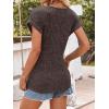 imageANRABESS Women Tops Summer Sweaters Short Sleeve V Neck Shirts 2026 Spring Fashion Dressy Casual Business Tunic BlousesChocolate Brown
