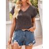 imageANRABESS Women Tops Summer Sweaters Short Sleeve V Neck Shirts 2026 Spring Fashion Dressy Casual Business Tunic BlousesChocolate Brown