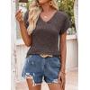 imageANRABESS Women Tops Summer Sweaters Short Sleeve V Neck Shirts 2026 Spring Fashion Dressy Casual Business Tunic BlousesChocolate Brown