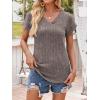 imageANRABESS Women Tops Summer Sweaters Short Sleeve V Neck Shirts 2026 Spring Fashion Dressy Casual Business Tunic BlousesCool Ash Brown