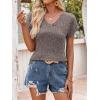 imageANRABESS Women Tops Summer Sweaters Short Sleeve V Neck Shirts 2026 Spring Fashion Dressy Casual Business Tunic BlousesCool Ash Brown