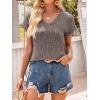 imageANRABESS Women Tops Summer Sweaters Short Sleeve V Neck Shirts 2026 Spring Fashion Dressy Casual Business Tunic BlousesCool Ash Brown