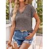 imageANRABESS Women Tops Summer Sweaters Short Sleeve V Neck Shirts 2026 Spring Fashion Dressy Casual Business Tunic BlousesCool Ash Brown