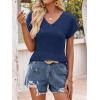 imageANRABESS Women Tops Summer Sweaters Short Sleeve V Neck Shirts 2026 Spring Fashion Dressy Casual Business Tunic BlousesDeep Blue