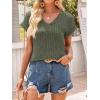 imageANRABESS Women Tops Summer Sweaters Short Sleeve V Neck Shirts 2026 Spring Fashion Dressy Casual Business Tunic BlousesDeep Green