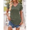 imageANRABESS Women Tops Summer Sweaters Short Sleeve V Neck Shirts 2026 Spring Fashion Dressy Casual Business Tunic BlousesDeep Green