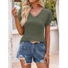 imageANRABESS Women Tops Summer Sweaters Short Sleeve V Neck Shirts 2026 Spring Fashion Dressy Casual Business Tunic BlousesDeep Green