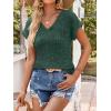 imageANRABESS Women Tops Summer Sweaters Short Sleeve V Neck Shirts 2026 Spring Fashion Dressy Casual Business Tunic BlousesGreen