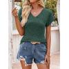 imageANRABESS Women Tops Summer Sweaters Short Sleeve V Neck Shirts 2026 Spring Fashion Dressy Casual Business Tunic BlousesGreen