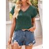 imageANRABESS Women Tops Summer Sweaters Short Sleeve V Neck Shirts 2026 Spring Fashion Dressy Casual Business Tunic BlousesGreen