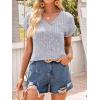 imageANRABESS Women Tops Summer Sweaters Short Sleeve V Neck Shirts 2026 Spring Fashion Dressy Casual Business Tunic BlousesGrey