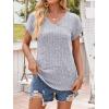 imageANRABESS Women Tops Summer Sweaters Short Sleeve V Neck Shirts 2026 Spring Fashion Dressy Casual Business Tunic BlousesGrey