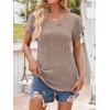 imageANRABESS Women Tops Summer Sweaters Short Sleeve V Neck Shirts 2026 Spring Fashion Dressy Casual Business Tunic BlousesKhaki