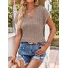 imageANRABESS Women Tops Summer Sweaters Short Sleeve V Neck Shirts 2026 Spring Fashion Dressy Casual Business Tunic BlousesKhaki