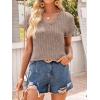 imageANRABESS Women Tops Summer Sweaters Short Sleeve V Neck Shirts 2026 Spring Fashion Dressy Casual Business Tunic BlousesKhaki