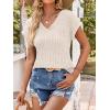 imageANRABESS Women Tops Summer Sweaters Short Sleeve V Neck Shirts 2026 Spring Fashion Dressy Casual Business Tunic BlousesLight Khaki