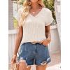 imageANRABESS Women Tops Summer Sweaters Short Sleeve V Neck Shirts 2026 Spring Fashion Dressy Casual Business Tunic BlousesLight Khaki