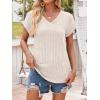 imageANRABESS Women Tops Summer Sweaters Short Sleeve V Neck Shirts 2026 Spring Fashion Dressy Casual Business Tunic BlousesLight Khaki