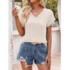 imageANRABESS Women Tops Summer Sweaters Short Sleeve V Neck Shirts 2026 Spring Fashion Dressy Casual Business Tunic BlousesLight Khaki
