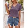 imageANRABESS Women Tops Summer Sweaters Short Sleeve V Neck Shirts 2026 Spring Fashion Dressy Casual Business Tunic BlousesPurple
