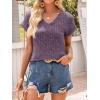 imageANRABESS Women Tops Summer Sweaters Short Sleeve V Neck Shirts 2026 Spring Fashion Dressy Casual Business Tunic BlousesPurple