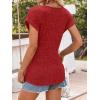 imageANRABESS Women Tops Summer Sweaters Short Sleeve V Neck Shirts 2026 Spring Fashion Dressy Casual Business Tunic BlousesRed