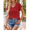 imageANRABESS Women Tops Summer Sweaters Short Sleeve V Neck Shirts 2026 Spring Fashion Dressy Casual Business Tunic BlousesRed