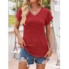 imageANRABESS Women Tops Summer Sweaters Short Sleeve V Neck Shirts 2026 Spring Fashion Dressy Casual Business Tunic BlousesRed