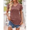 imageANRABESS Women Tops Summer Sweaters Short Sleeve V Neck Shirts 2026 Spring Fashion Dressy Casual Business Tunic BlousesRust