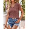 imageANRABESS Women Tops Summer Sweaters Short Sleeve V Neck Shirts 2026 Spring Fashion Dressy Casual Business Tunic BlousesRust